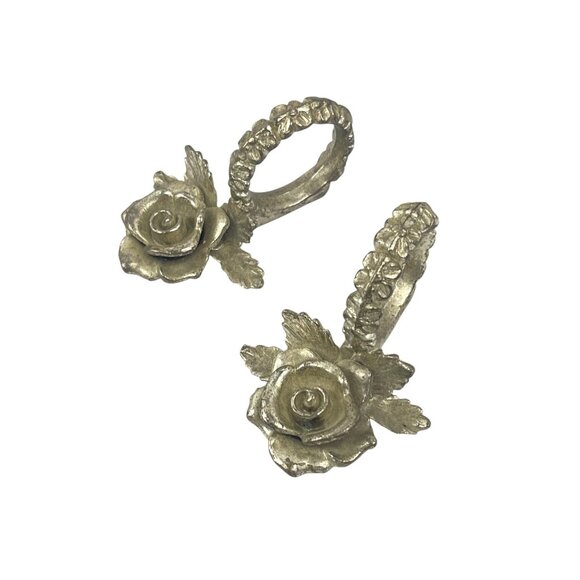 Vintage Silver Metal Rose Napkin Ring Holders Granny Core Cottage Core - Picture 6 of 7